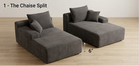 Modular Corduroy Sectional Sofa | 5-in-1 Convertible Corduroy Couch, Dark Grey