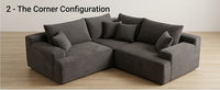 Modular Corduroy Sectional Sofa | 5-in-1 Convertible Corduroy Couch, Dark Grey