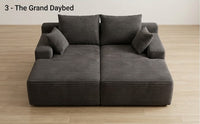 Modular Corduroy Sectional Sofa | 5-in-1 Convertible Corduroy Couch, Dark Grey