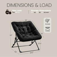 Saucer Chair for Adults – Foldable Comfy Chair for Bedroom, Round Moon Lounge Chair with Padded Seat for Dorm, Living Room & Reading Nook