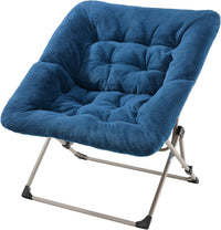 Saucer Chair for Adults – Foldable Comfy Chair for Bedroom, Round Moon Lounge Chair with Padded Seat for Dorm, Living Room & Reading Nook