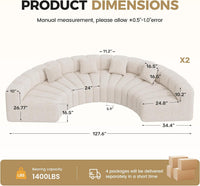 Oversized Curved Cloud Couch – 6 Seater Modular Velvet Sectional Sofa, Boneless Couch, No Assembly Required, Modern Living Room Sofa, Light Green