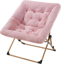 Saucer Chair for Adults – Foldable Comfy Chair for Bedroom, Round Moon Lounge Chair with Padded Seat for Dorm, Living Room & Reading Nook