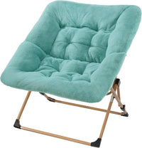 Saucer Chair for Adults – Foldable Comfy Chair for Bedroom, Round Moon Lounge Chair with Padded Seat for Dorm, Living Room & Reading Nook