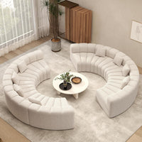 Oversized Curved Cloud Couch – 6 Seater Modular Velvet Sectional Sofa, Boneless Couch, No Assembly Required, Modern Living Room Sofa, Light Green