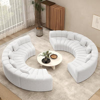 Oversized Curved Cloud Couch – 6 Seater Modular Velvet Sectional Sofa, Boneless Couch, No Assembly Required, Modern Living Room Sofa, Light Green