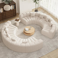 Oversized Curved Cloud Couch – 6 Seater Modular Velvet Sectional Sofa, Boneless Couch, No Assembly Required, Modern Living Room Sofa, Light Green