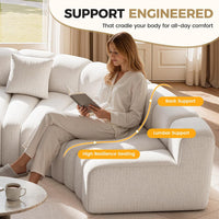 Oversized Curved Cloud Couch – 6 Seater Modular Velvet Sectional Sofa, Boneless Couch, No Assembly Required, Modern Living Room Sofa, Light Green