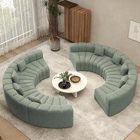 Oversized Curved Cloud Couch – 6 Seater Modular Velvet Sectional Sofa, Boneless Couch, No Assembly Required, Modern Living Room Sofa, Light Green