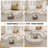 Oversized Curved Cloud Couch – 6 Seater Modular Velvet Sectional Sofa, Boneless Couch, No Assembly Required, Modern Living Room Sofa, Light Green