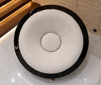 UFO Chair – Luxury Boucle Lounge Chair with Glossy Black Shell, Futuristic Round Statement Accent Chair for Living Room, Lobby & Lounge