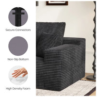 Double Chaise Sectional Sofa | U-Shaped Corduroy Couch with Ottomans, Dark Charcoal